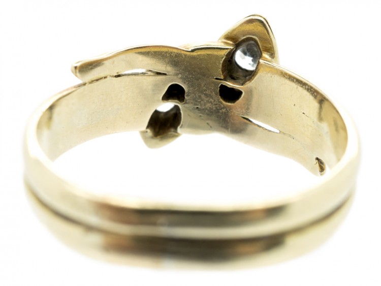 Edwardian 18ct Gold, Platinum & Diamond Double Snake Ring