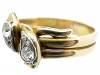 Edwardian 18ct Gold, Platinum & Diamond Double Snake Ring