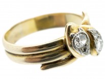 Edwardian 18ct Gold, Platinum & Diamond Double Snake Ring