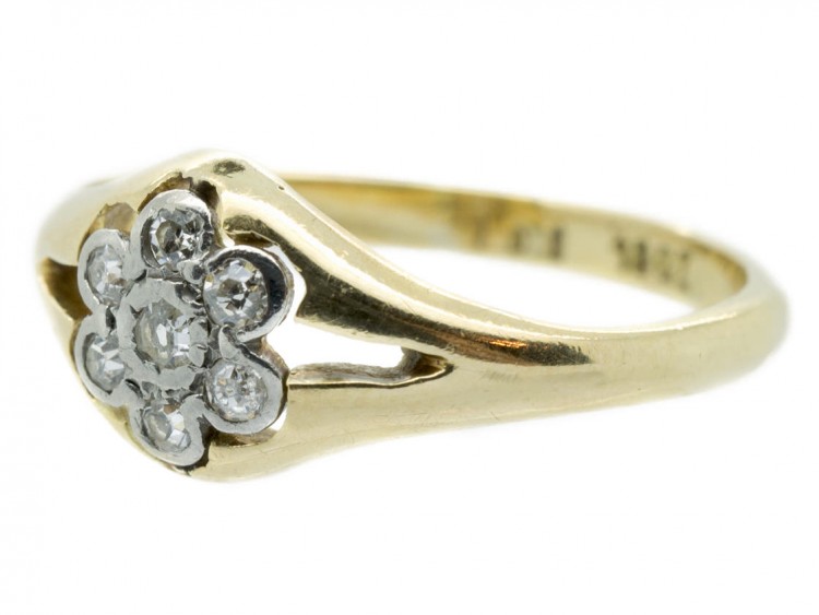 Edwardian 18ct Gold & Platinum Diamond Cluster Ring