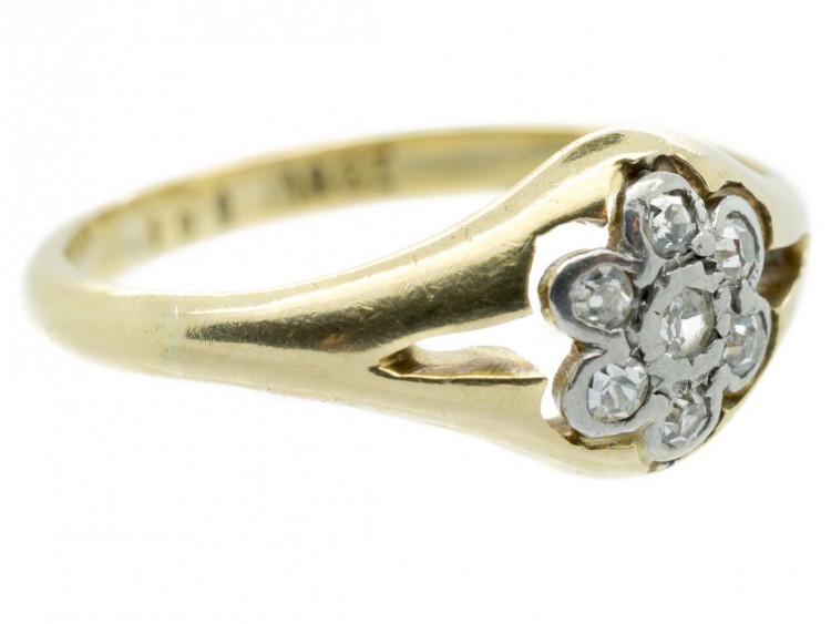Edwardian 18ct Gold & Platinum Diamond Cluster Ring