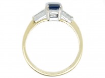 18ct Gold Sapphire & Diamond Tapered Baguettes Ring