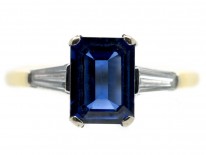 18ct Gold Sapphire & Diamond Tapered Baguettes Ring