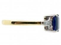 18ct Gold Sapphire & Diamond Tapered Baguettes Ring