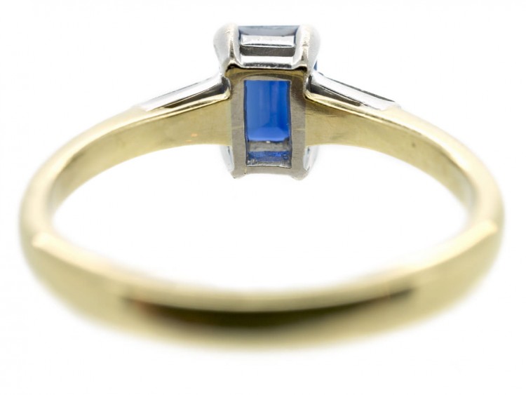 18ct Gold Sapphire & Diamond Tapered Baguettes Ring