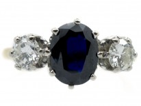 18ct Gold Sapphire & Diamond Three Stone Ring