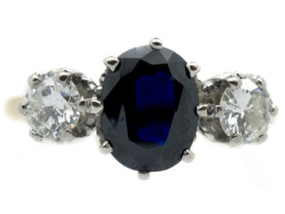 18ct Gold Sapphire & Diamond Three Stone Ring
