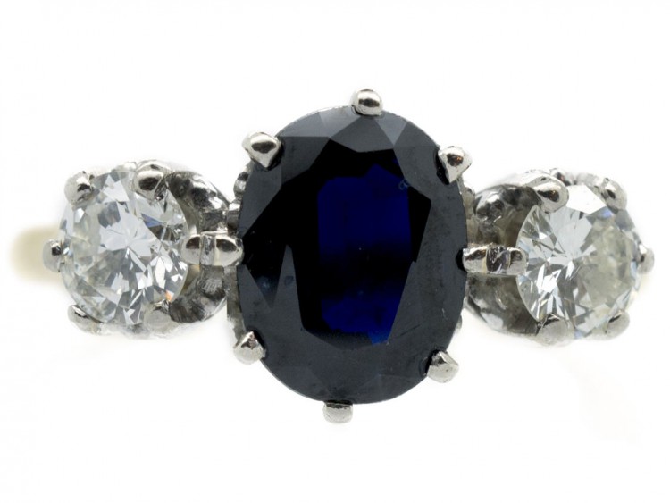 18ct Gold Sapphire & Diamond Three Stone Ring