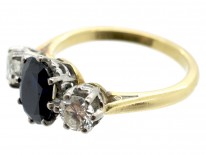 18ct Gold Sapphire & Diamond Three Stone Ring