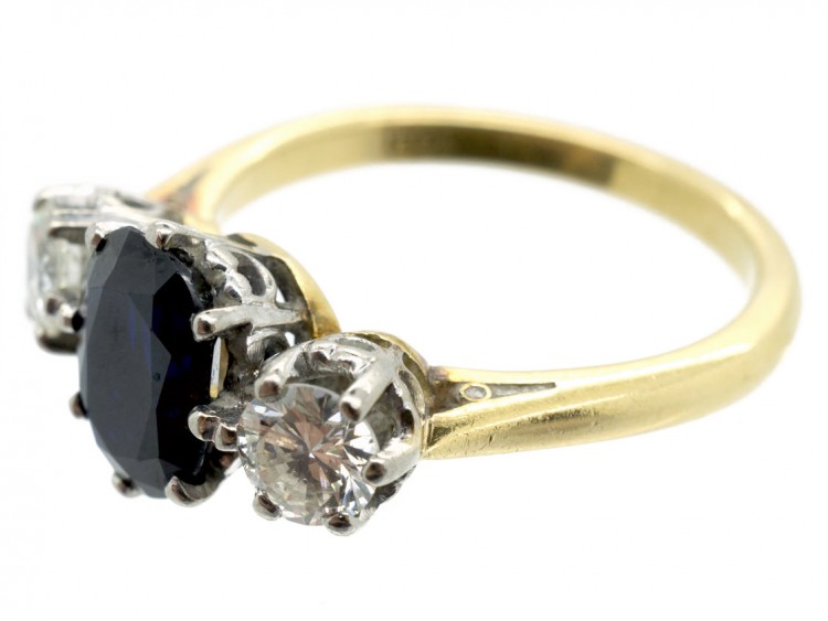 18ct Gold Sapphire & Diamond Three Stone Ring