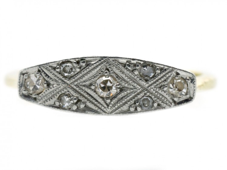 18ct & Platinum Art Deco Criss Cross Diamond Ring