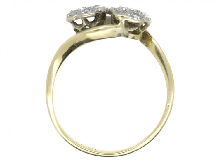 Edwardian Diamond Double Cluster 18ct Gold & Platinum Ring