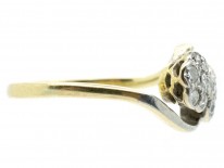 Edwardian Diamond Double Cluster 18ct Gold & Platinum Ring