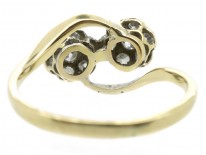 Edwardian Diamond Double Cluster 18ct Gold & Platinum Ring