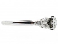 Solitaire Diamond Ring With Leaf Shoulders