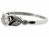 Solitaire Diamond Ring With Leaf Shoulders