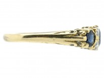 Edwardian 18ct Gold Three Stone Sapphire & Diamond Ring
