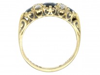 Edwardian 18ct Gold Three Stone Sapphire & Diamond Ring