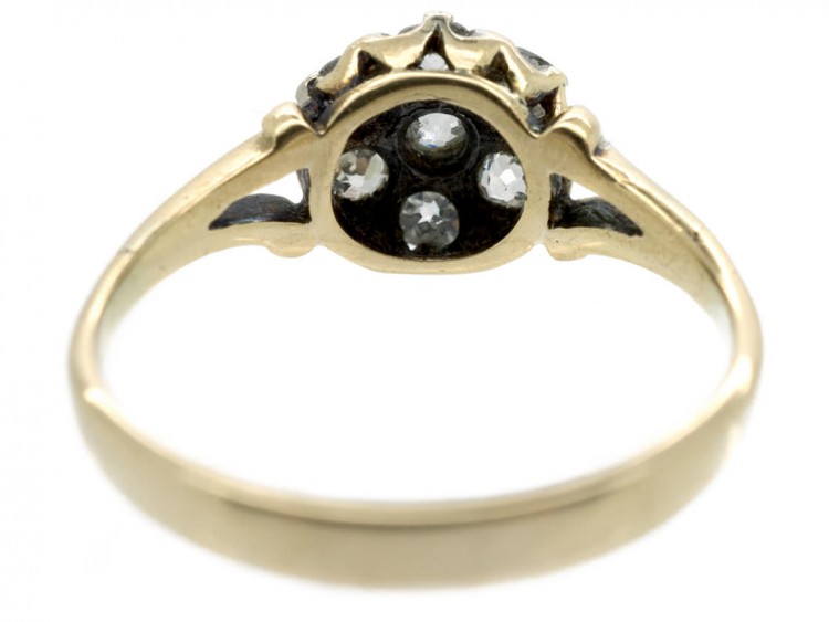Edwardian 18ct Gold Old Mine Cut Diamond Cluster Ring