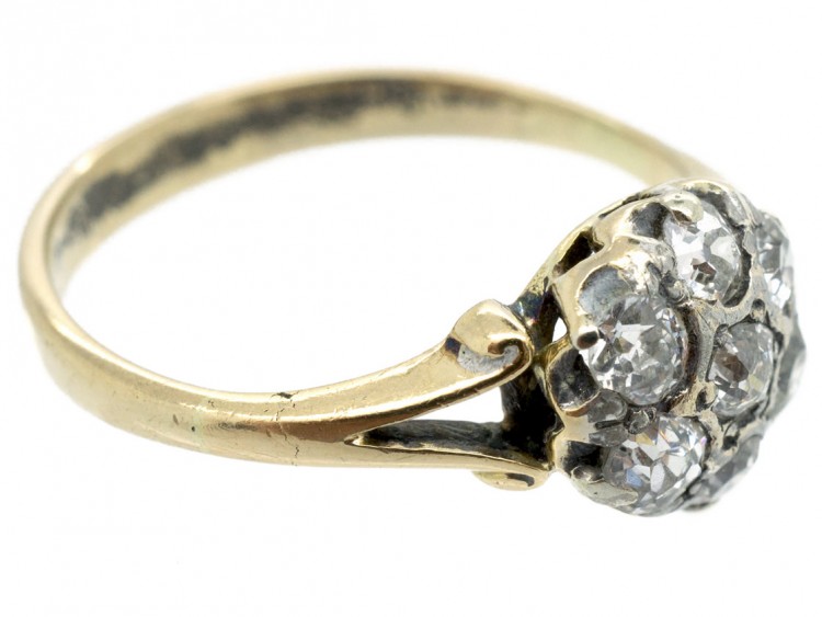 Edwardian 18ct Gold Old Mine Cut Diamond Cluster Ring