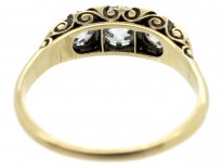 Victorian 18ct Gold Three Stone Diamond Carved Half Hoop Ring