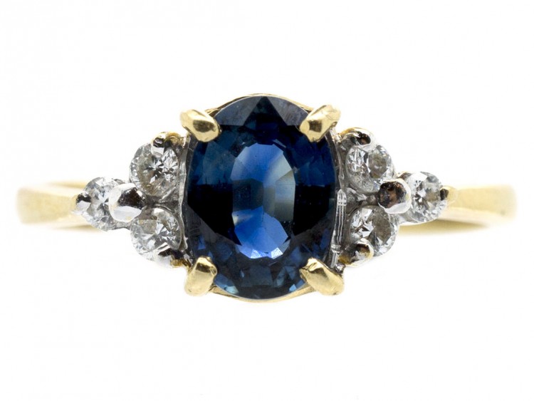 18ct Gold Ceylon Sapphire & Diamond Ring