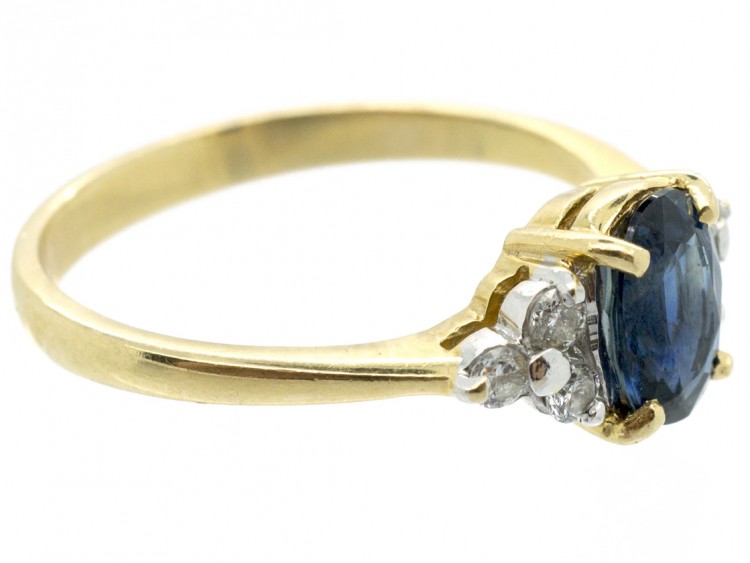 18ct Gold Ceylon Sapphire & Diamond Ring
