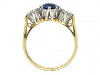 Natural Ceylon Sapphire & Diamond Three Stone Ring