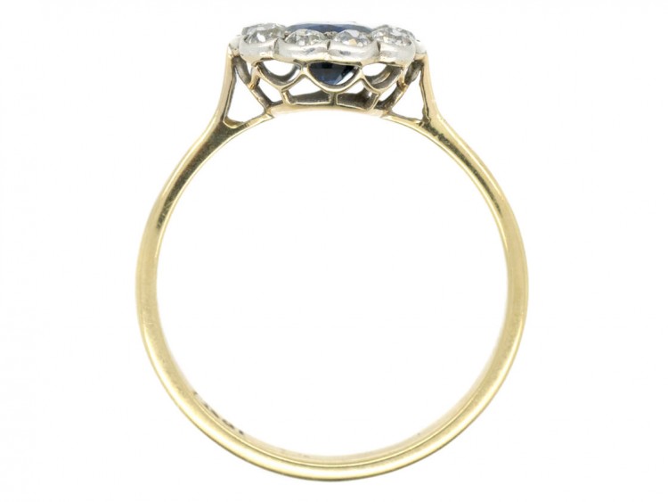 Edwardian 18ct Gold Sapphire & Diamond Cluster Ring