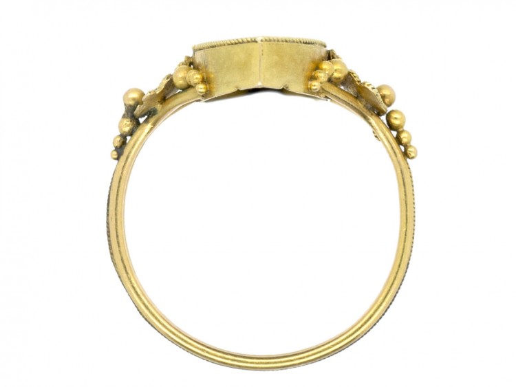 Victorian 18ct Gold Pietra Dura Forget Me Not Marquise Ring