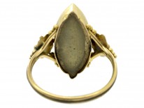 Victorian 18ct Gold Pietra Dura Forget Me Not Marquise Ring