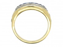 18ct Gold French Art Deco Sapphire & Diamond Boat Shaped Ring