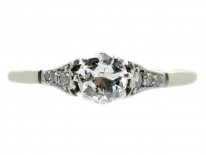 18ct White Gold & Platinum Diamond Solitaire Ring with Diamond Shoulders