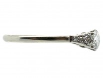 18ct White Gold & Platinum Diamond Solitaire Ring with Diamond Shoulders