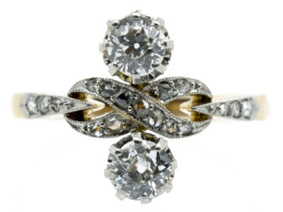 Edwardian Two Stone Diamond Figure of Eight Ring