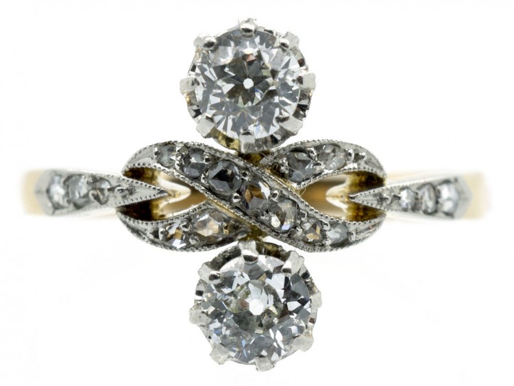 Edwardian Two Stone Diamond Figure of Eight Ring
