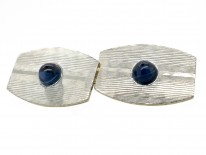 Art Deco 18ct Gold & Platinum Cabochon Sapphire Cufflinks