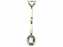 15ct Gold Art Deco Aquamarine & Natural Pearl Pendant on Chain