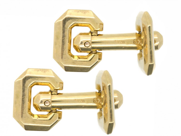 French 18ct Gold Hinged Cufflinks