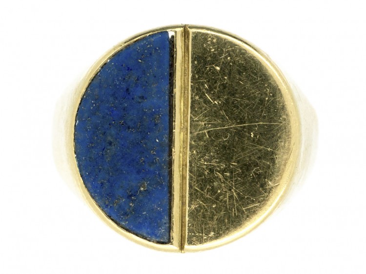 18ct Gold & Lapis Half Moon Ring