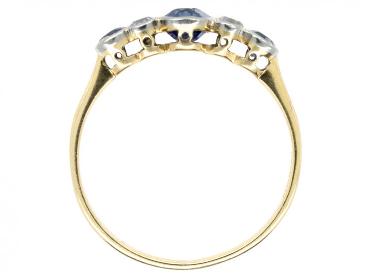 Five Stone 18ct Gold Diamond & Sapphire Ring