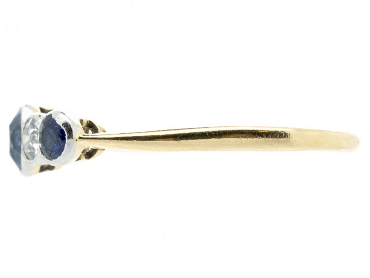 Five Stone 18ct Gold Diamond & Sapphire Ring