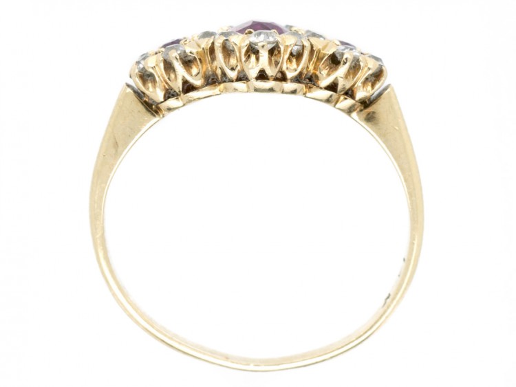 Ruby & Diamond Triple Cluster Ring