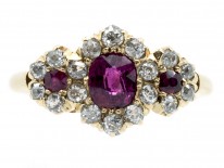 Ruby & Diamond Triple Cluster Ring