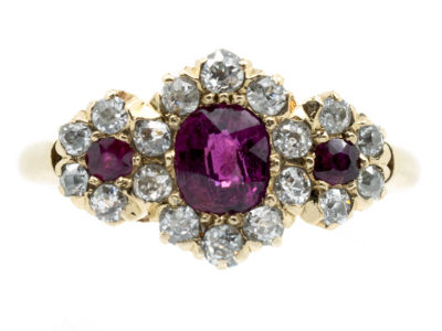 Ruby & Diamond Triple Cluster Ring