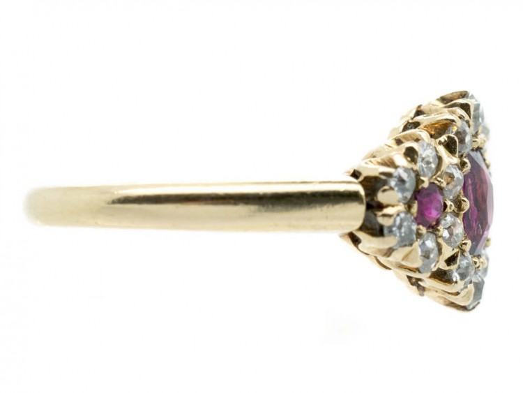 Ruby & Diamond Triple Cluster Ring