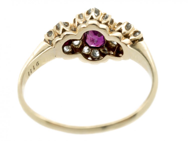 Ruby & Diamond Triple Cluster Ring