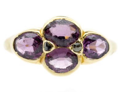 Victorian 15ct Gold Almandine Garnet & Rose Diamond Ring