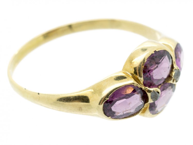 Victorian 15ct Gold Almandine Garnet & Rose Diamond Ring