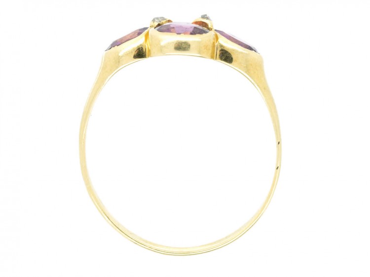 Victorian 15ct Gold Almandine Garnet & Rose Diamond Ring